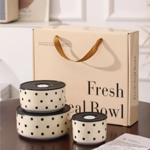 3pcs Ceramic Bowl Set With Lid