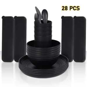 28 Pcs Wheat Straw Dinnerware Set