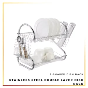 Stainless Steel Double Layer Dish Rack L42cm W24cm H38cm